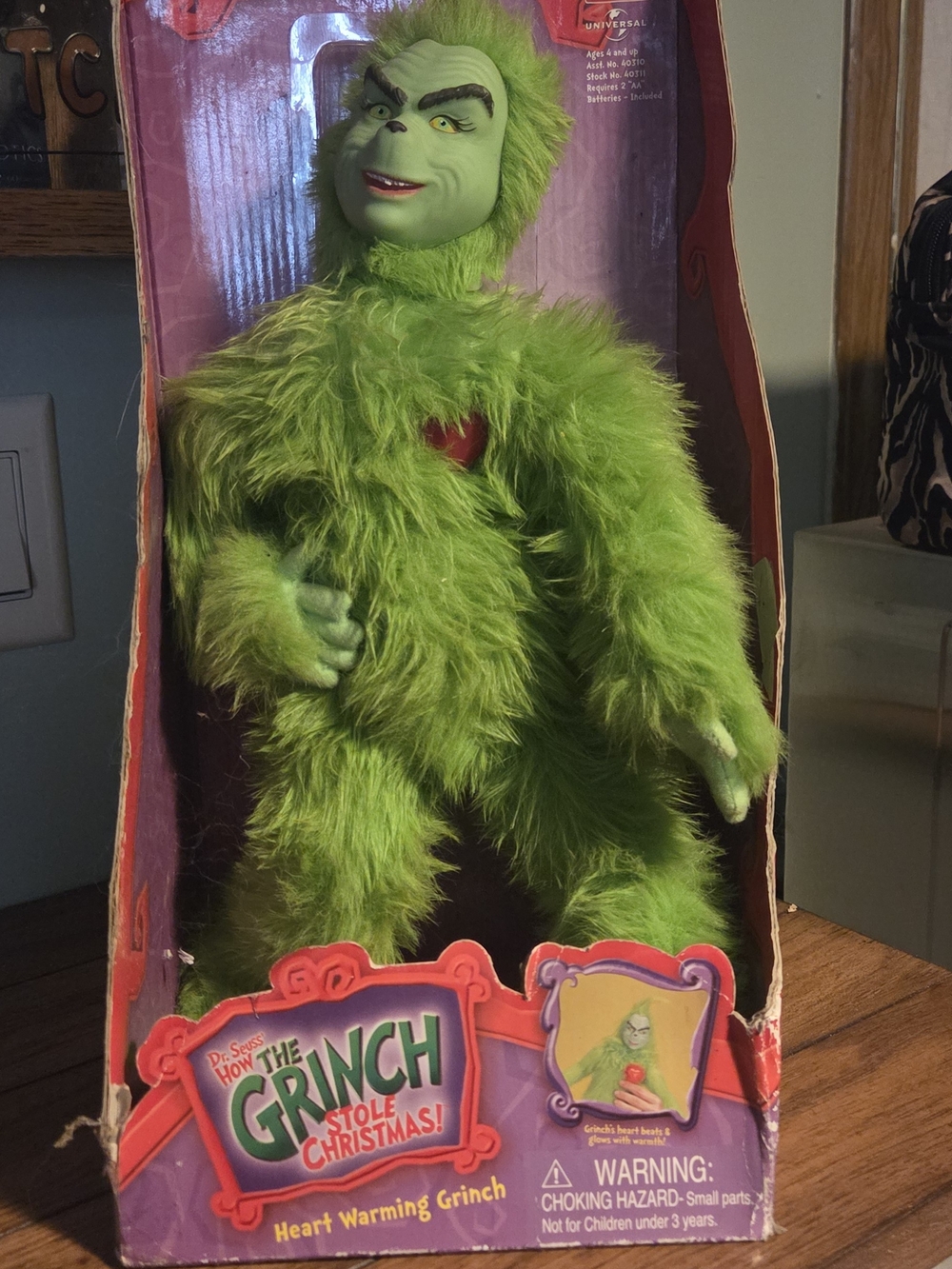 Dr. Seuss The Grinch Heart Warming Plush - Green